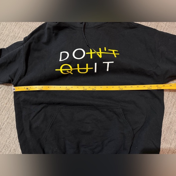 Gildan Black Hoodie with Yellow and White Print - Picture 5 of 5